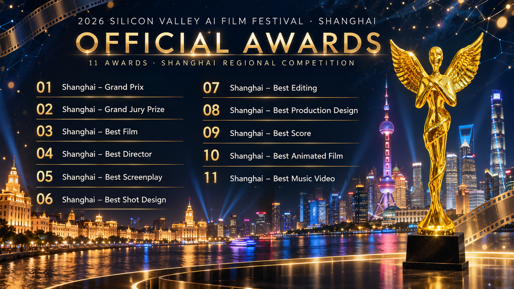 Official Awards — Eleven awards, one global stage.
